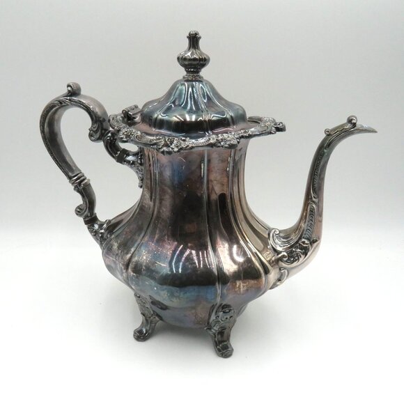 Vintage Gorham Silverplate Teapot YC1601 Rosewood Hinged Lid Footed Base - Picture 3 of 11